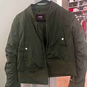 Bomber Jacket Olive Color from Fashion Nova cropped style size L